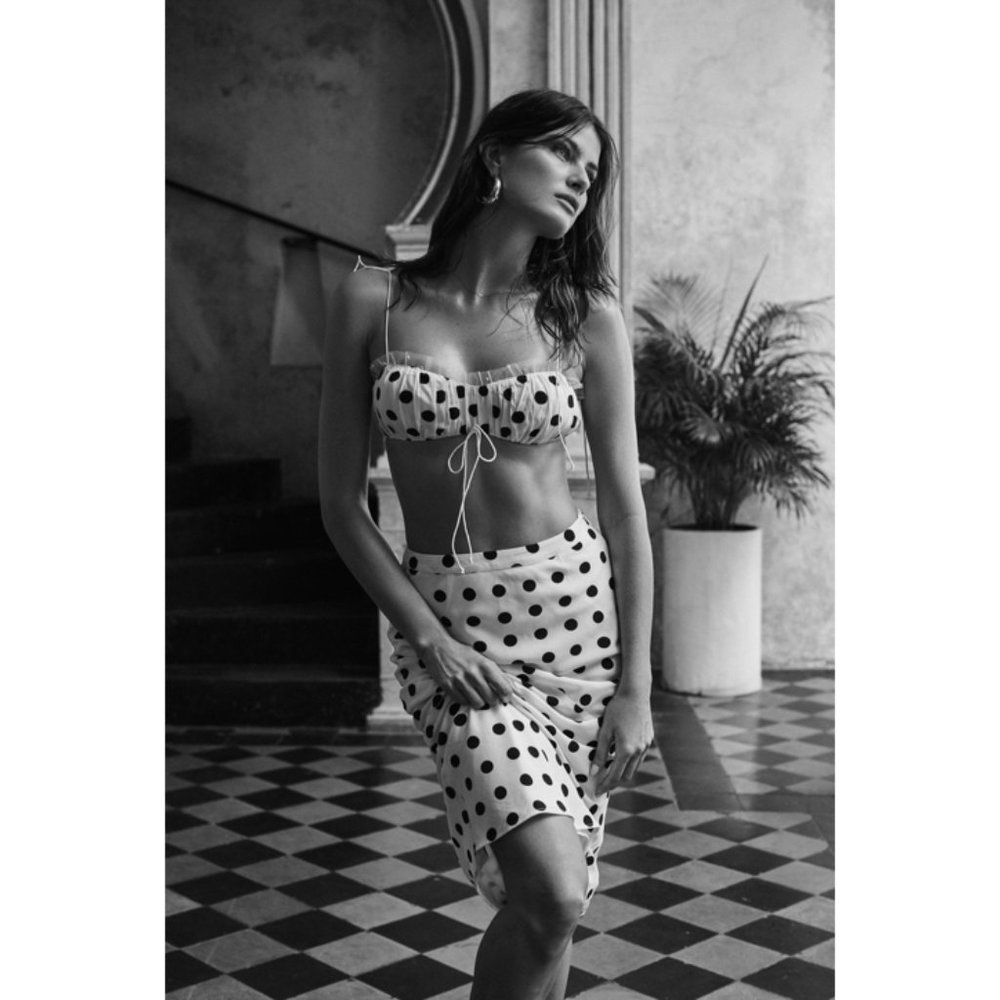 NWT $167 FOR LOVE & LEMONS Shortcake Skirt Polka Small